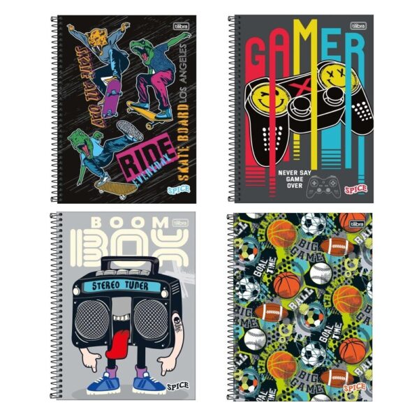 Caderno Universitário Spice Masc 1 Mat/80 Folhas - Tilibra